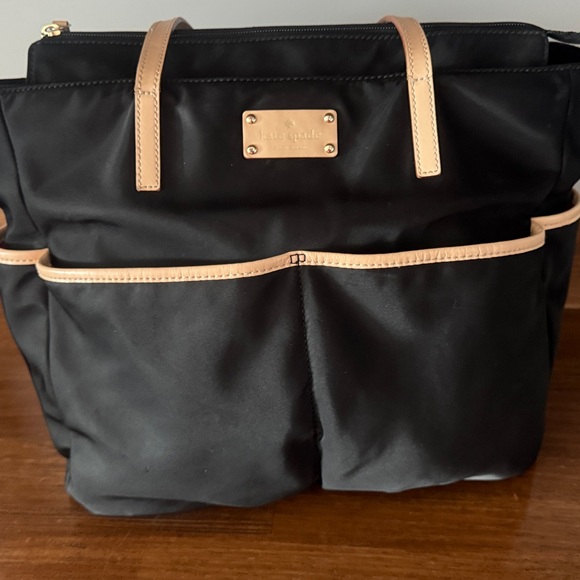 kate spade Black Nylon Tote with Light Tan Trim and Front Pockets - Picture 10 of 11